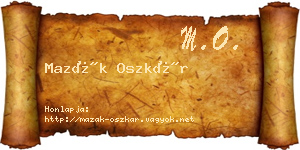 Mazák Oszkár névjegykártya